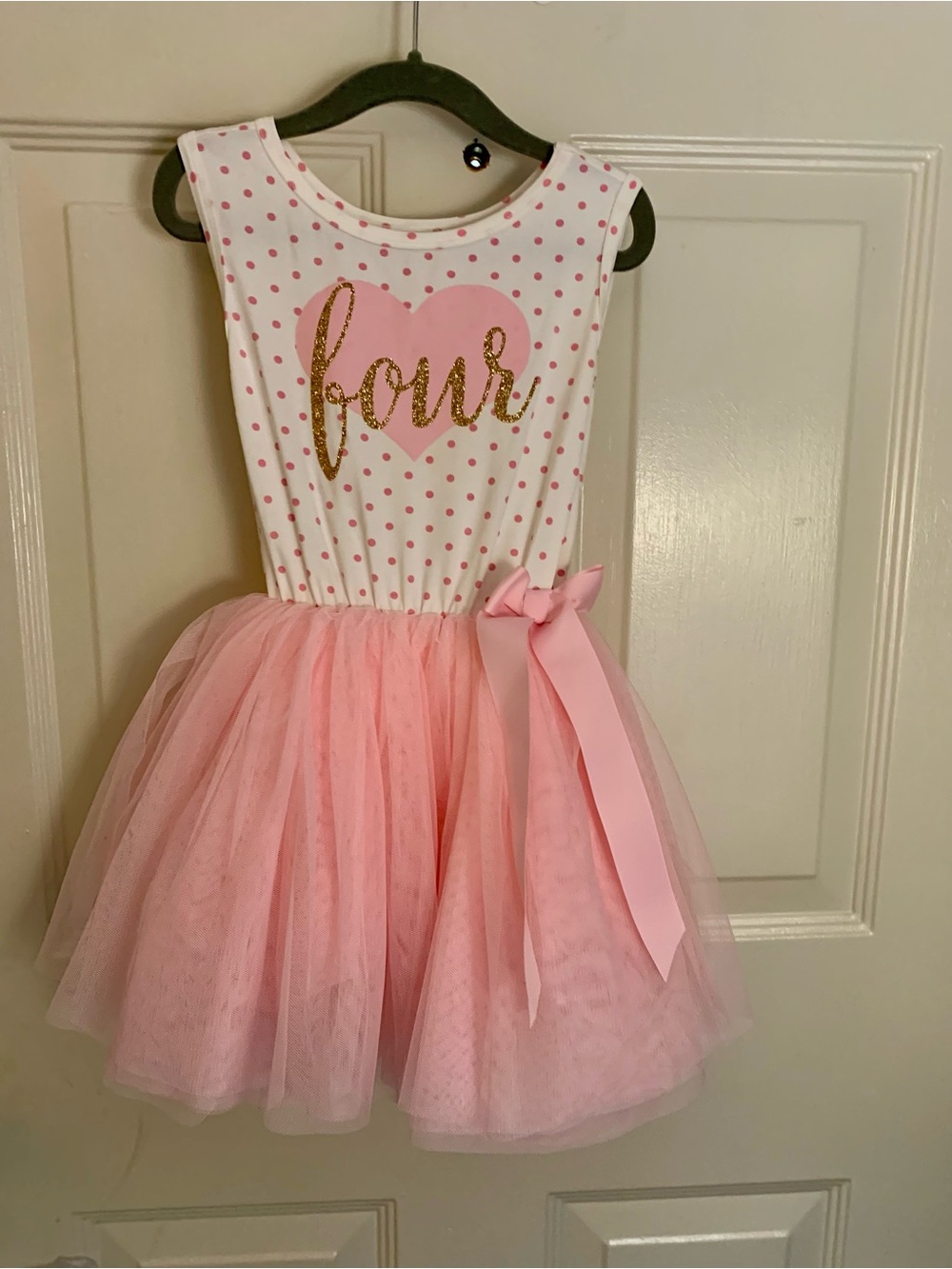 Pink Tulle Four-Themed Party Dress for Kids